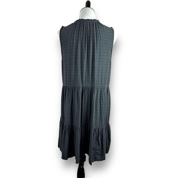 Old Navy Women's L Swiss Dot Sleeveless Swing Dress Gray Tiered With Pockets - Picture 3 of 11